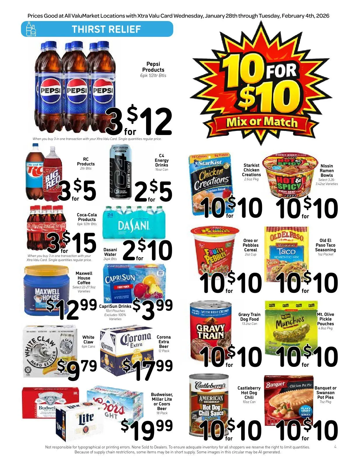 Weekly promotion ValuMarket Sales spanning from January 28 to February 4 2026 - Page 4 for Catalogue 365