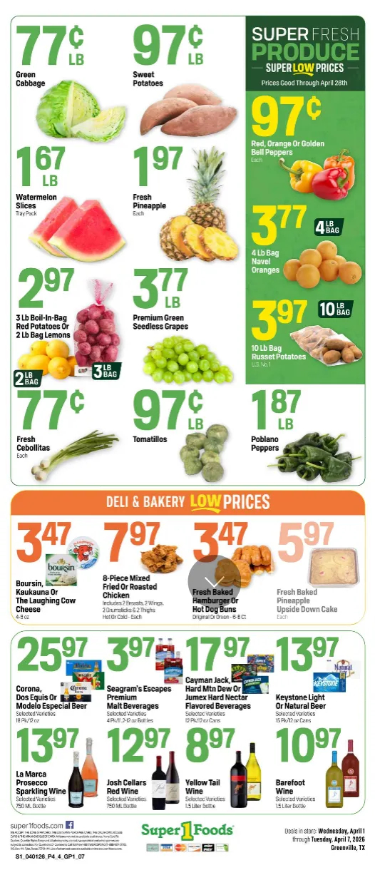 Weekly promotion Super 1 Foods Sales spanning from April 1 to April 7 2026 - Page 4 for Catalogue 365