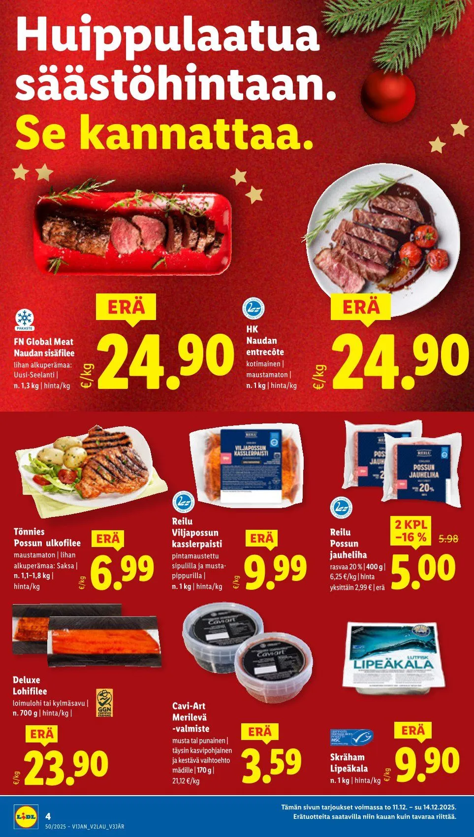 Lidl uusimmat tarjoukset voimassa alkaen 11. joulukuuta - 17. joulukuuta 2025 - Tarjouslehti sivu 4
