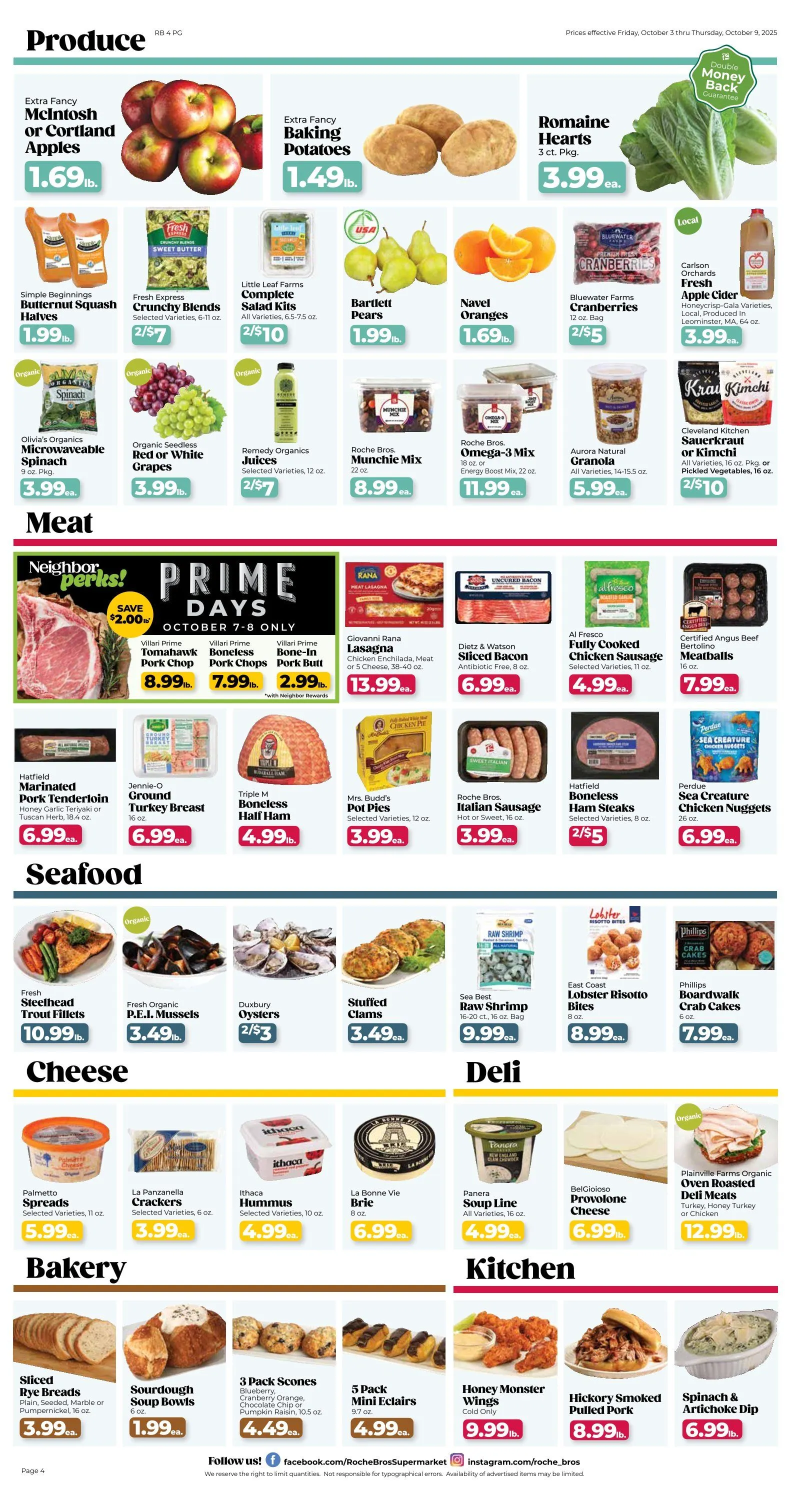 Weekly promotion Roche Bros. Sales spanning from October 3 to October 9 2025 - Page 4 for Catalogue 365