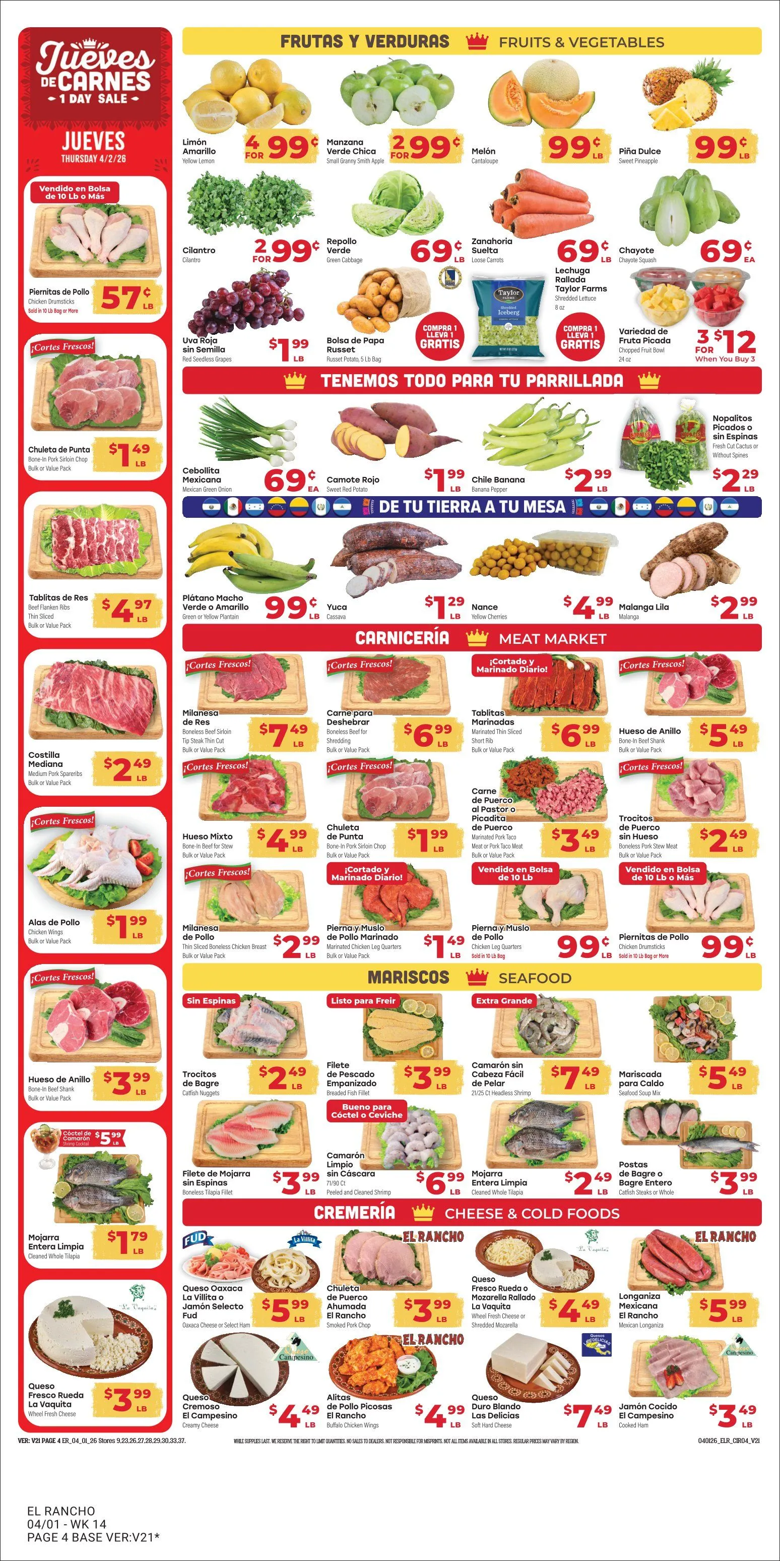 Weekly promotion El Rancho Sales spanning from April 1 to April 7 2026 - Page 4 for Catalogue 365