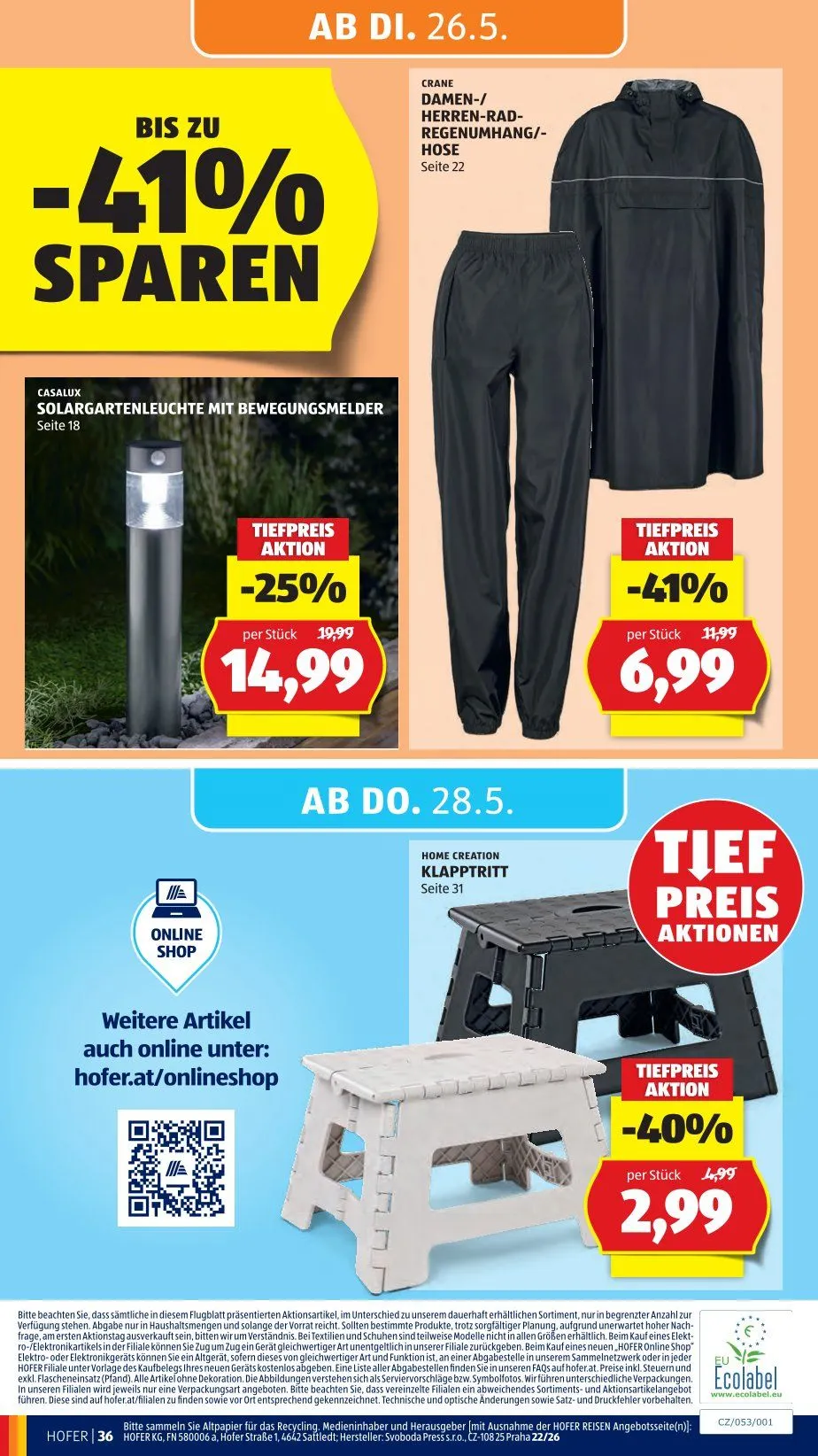  Hofer Prospekte von 22. Mai bis 28. Mai 2026 - Flugblätt seite  42