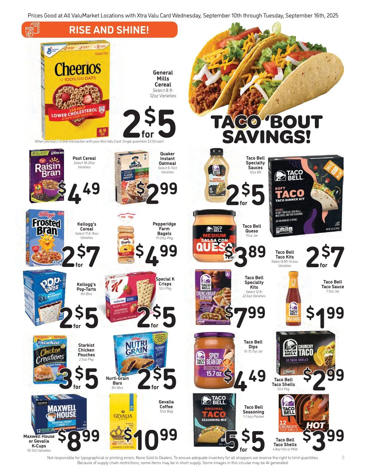 Weekly promotion ValuMarket Sales spanning from September 10 to September 16 2025 - Page 5 for Catalogue 365