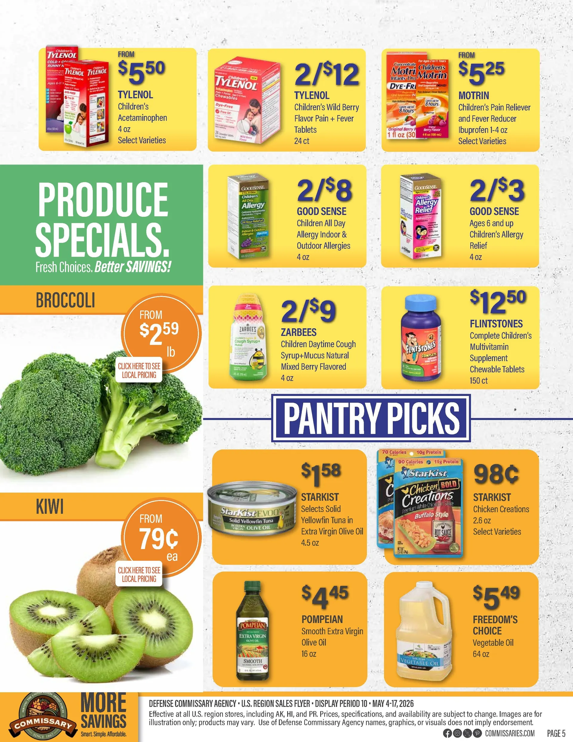 Weekly promotion Commissary Sales spanning from May 4 to May 17 2026 - Page 5 for Catalogue 365