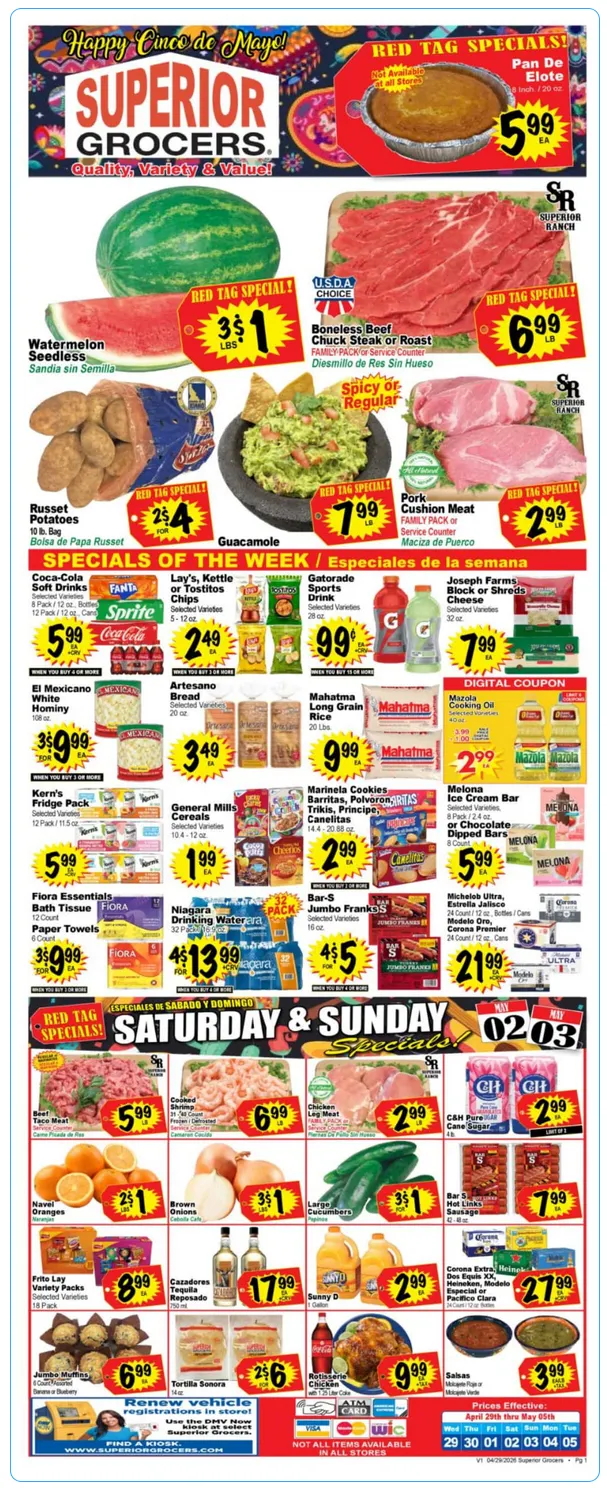 Weekly promotion Superior Grocers Sales spanning from April 29 to May 5 2026 - Page  for Catalogue 365