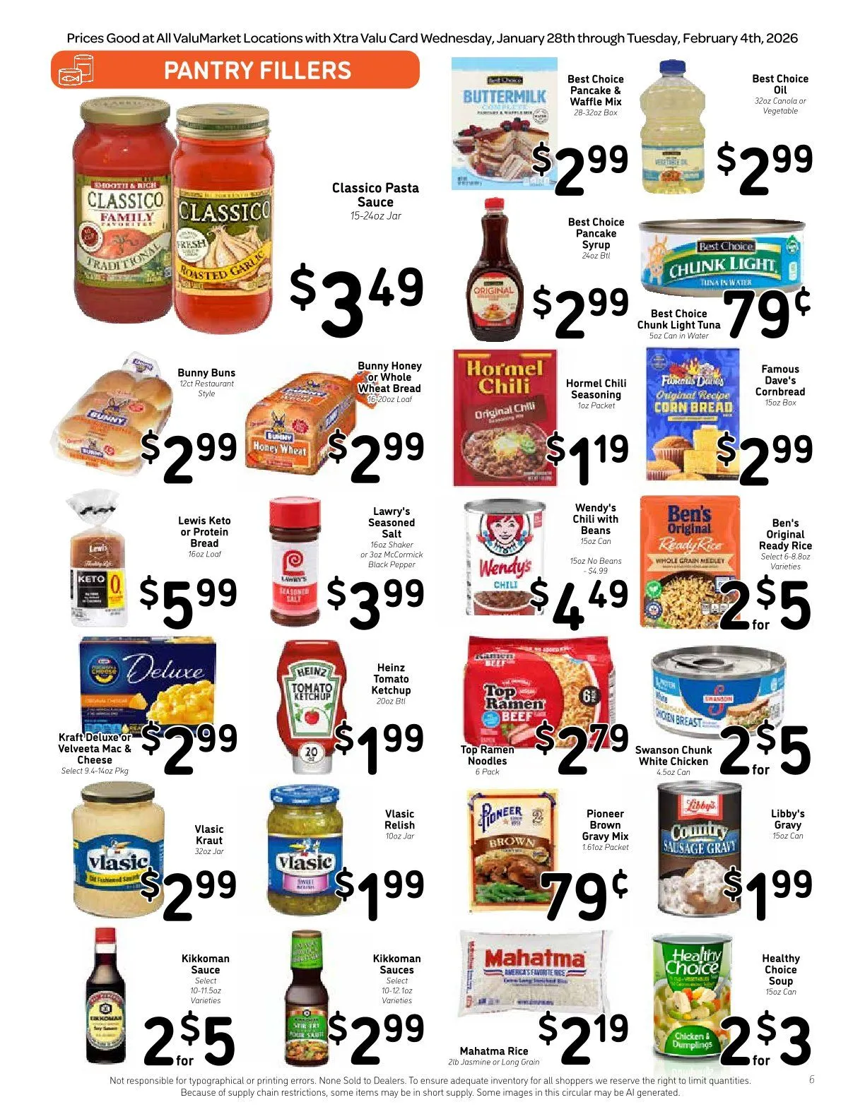 Weekly promotion ValuMarket Sales spanning from January 28 to February 4 2026 - Page 6 for Catalogue 365