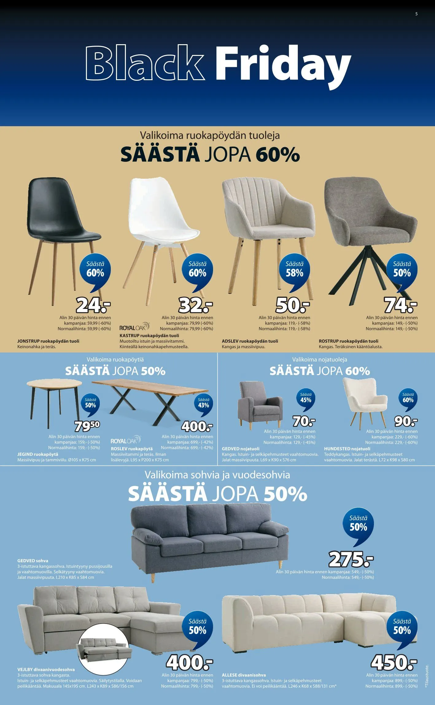 JYSK Black Friday Tarjoukset voimassa alkaen 20. marraskuuta - 30. marraskuuta 2025 - Tarjouslehti sivu 5