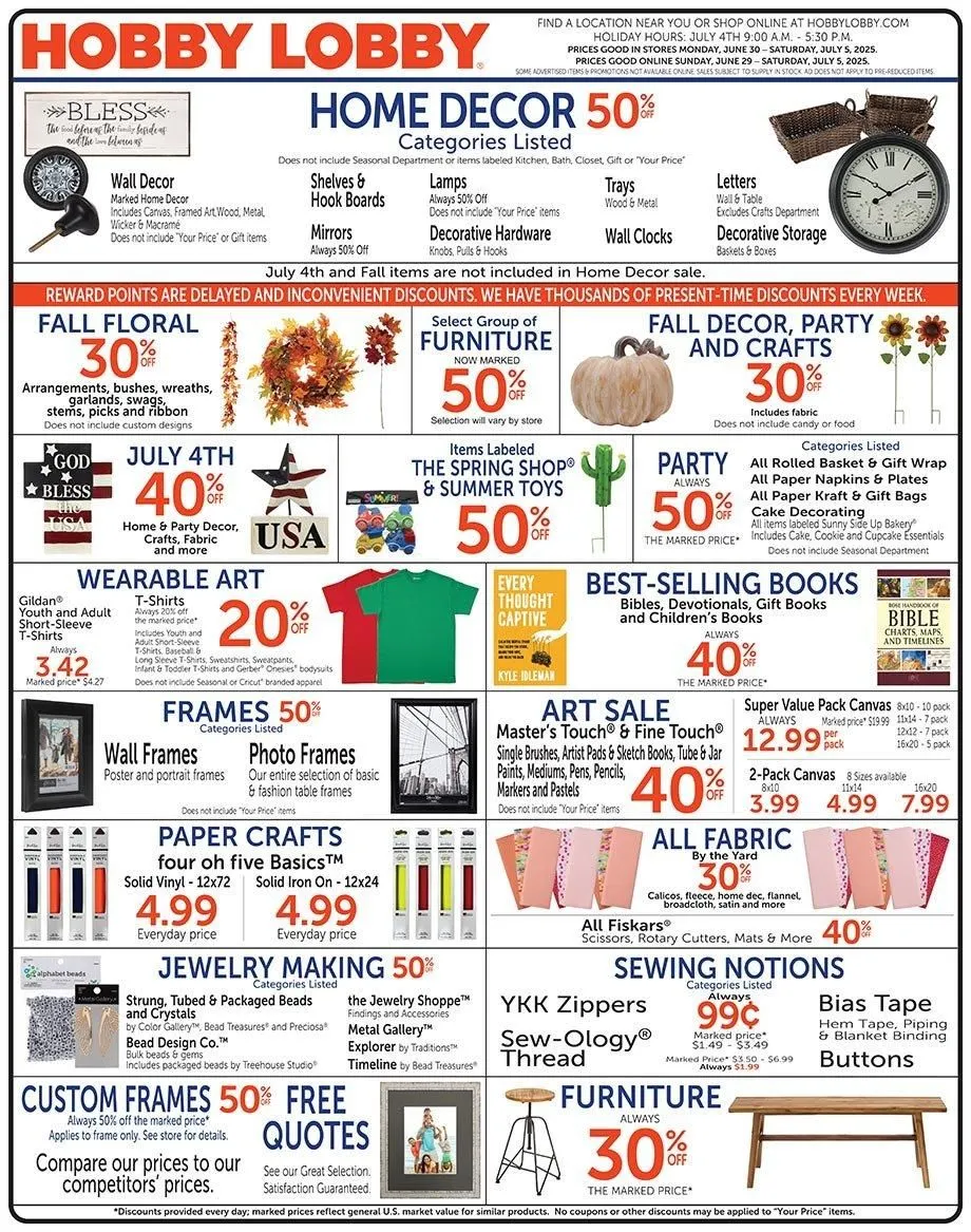 Weekly ad Hobby Lobby Deals from June 30 to July 7 2025 - Page 