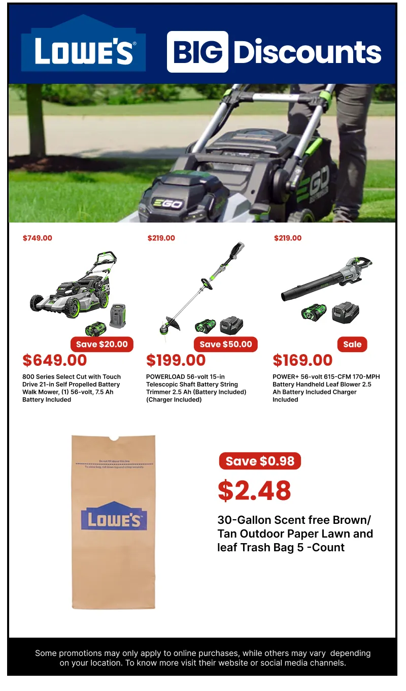 Weekly promotion Lowe's Sales spanning from April 6 to April 26 2026 - Page 7 for Catalogue 365