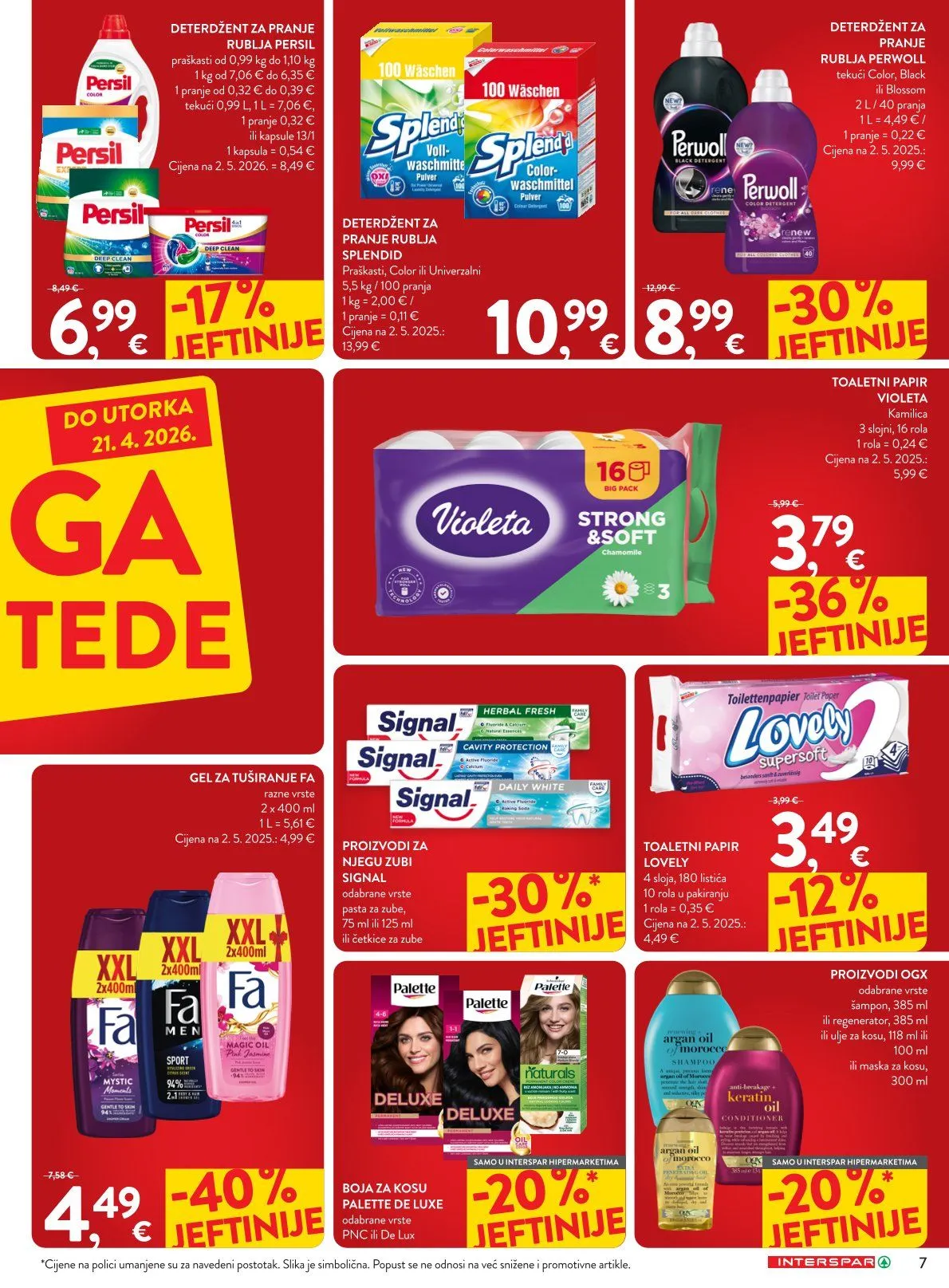 Katalog Ponude trgovine INTERSPAR od 1. travnja do 21. travnja 2026. - Pregled Stranica 7