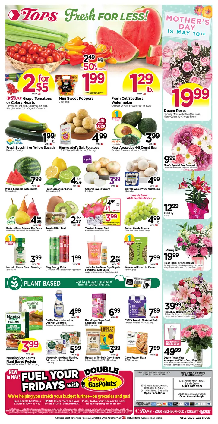 Weekly promotion Tops Friendly Markets Sales spanning from May 3 to May 9 2026 - Page 8 for Catalogue 365