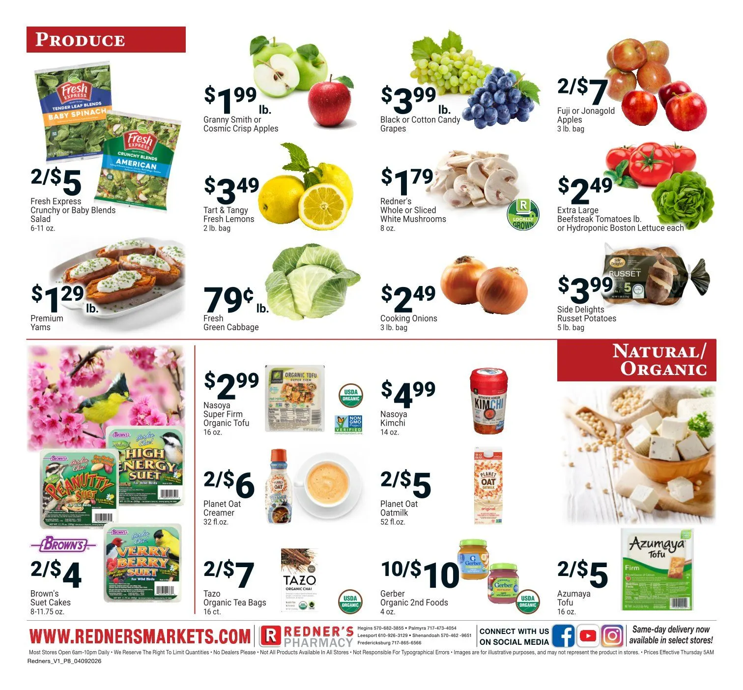 Weekly promotion Redner's Market Sales spanning from April 9 to April 15 2026 - Page 8 for Catalogue 365
