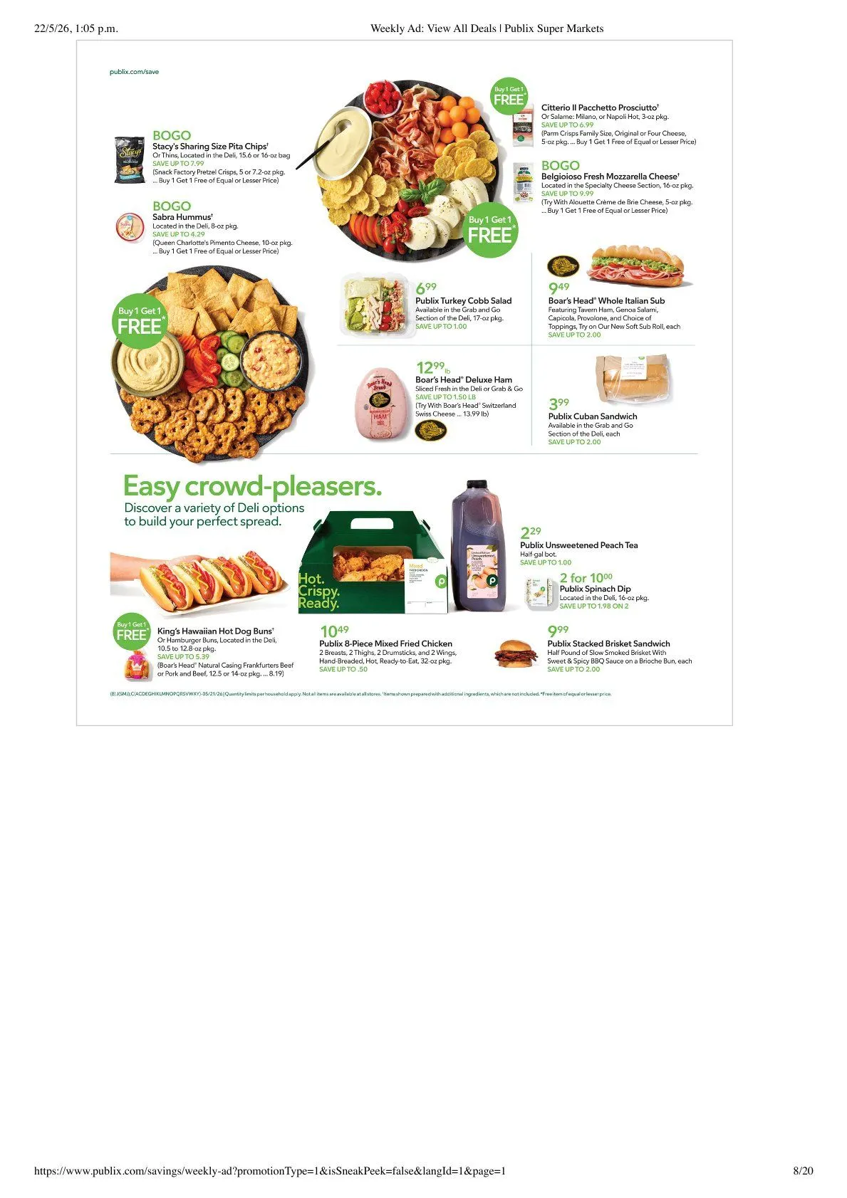 Weekly promotion Publix Sales spanning from May 20 to May 26 2026 - Page 8 for Catalogue 365