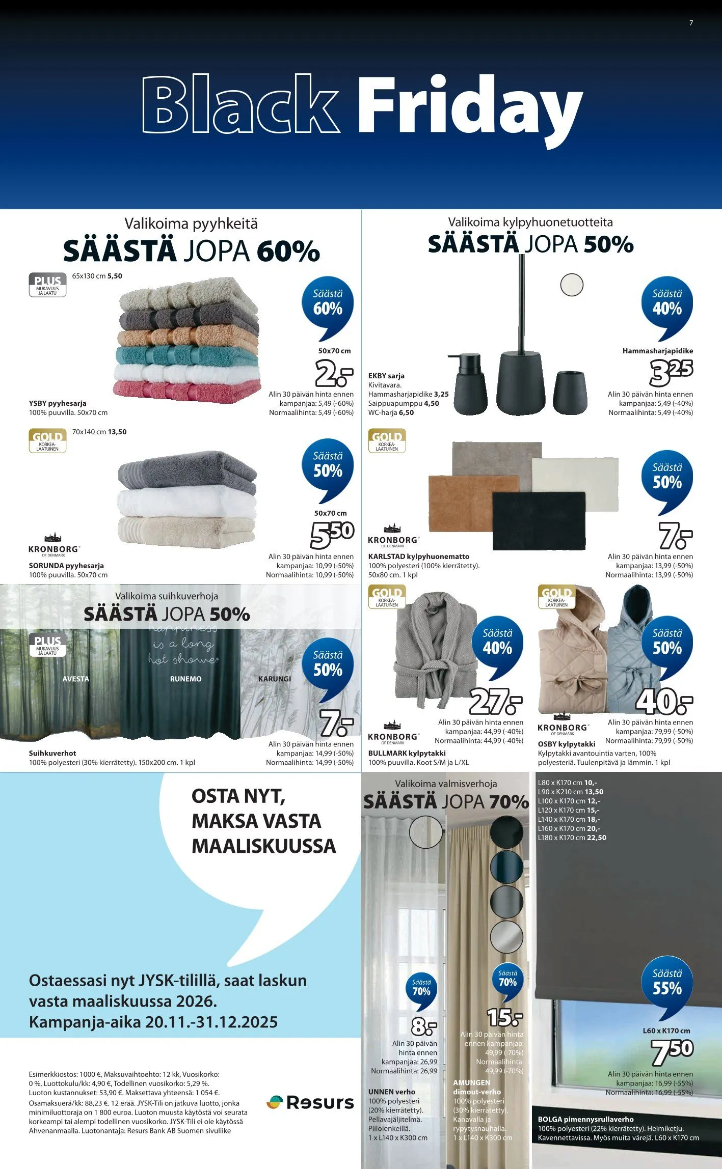 JYSK Black Friday Tarjoukset voimassa alkaen 20. marraskuuta - 30. marraskuuta 2025 - Tarjouslehti sivu 7
