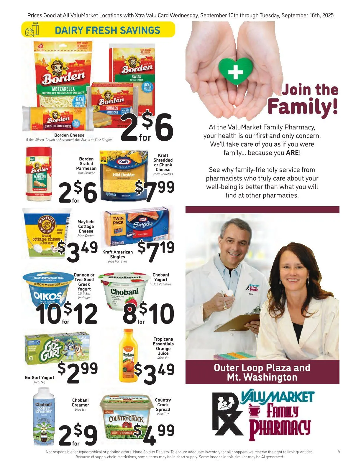 Weekly promotion ValuMarket Sales spanning from September 10 to September 16 2025 - Page 8 for Catalogue 365