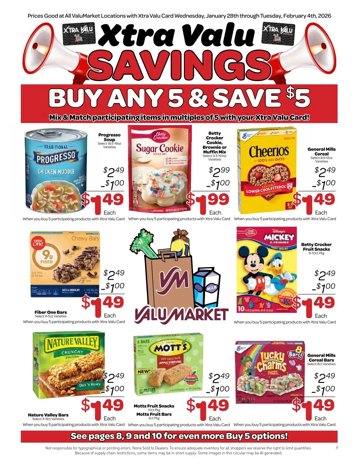 Weekly promotion ValuMarket Sales spanning from January 28 to February 4 2026 - Page 8 for Catalogue 365