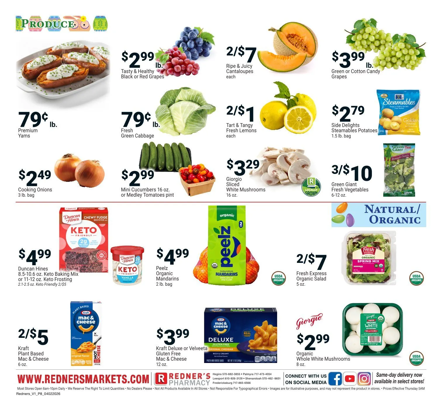 Weekly promotion Redner's Market Sales spanning from April 2 to April 8 2026 - Page 8 for Catalogue 365