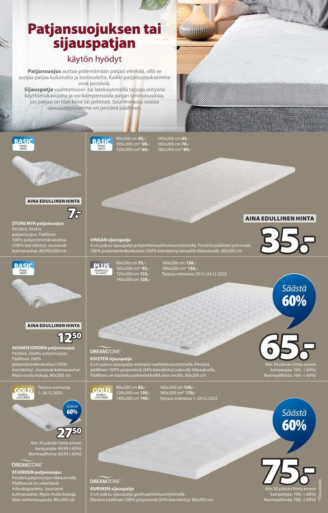 JYSK Tarjoukset voimassa alkaen 1. joulukuuta - 10. joulukuuta 2025 - Tarjouslehti sivu 7