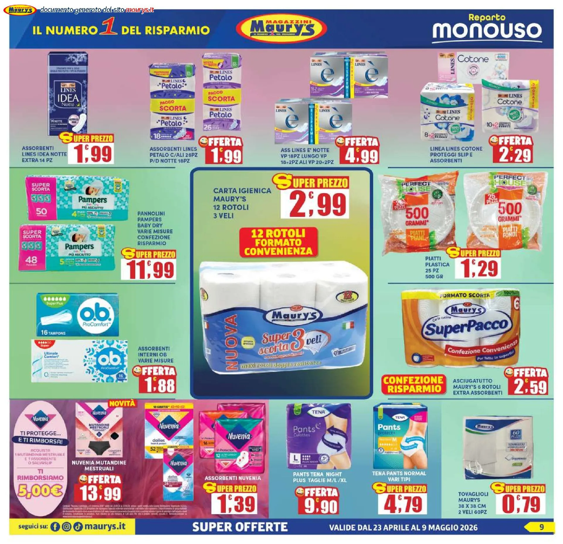 Maury Volantino da 23 aprile a 9 maggio di 2026 - Pagina del volantino 9