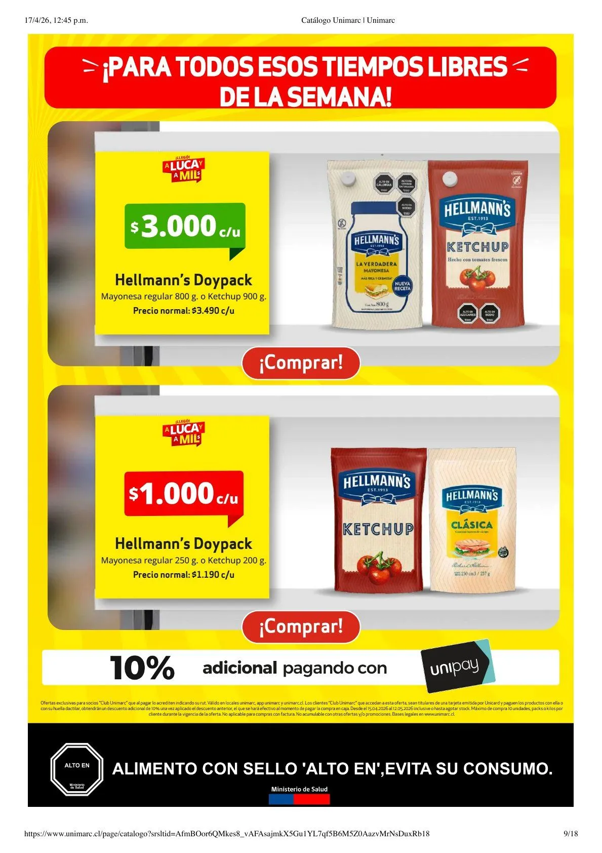 Catálogo de  Unimarc Ofertas 17 de abril al 20 de abril 2026 - Página 9