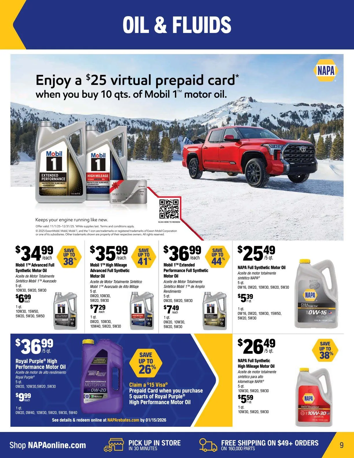NAPA Auto Parts Sales from December 1 to December 31 2025 - flyer page 9