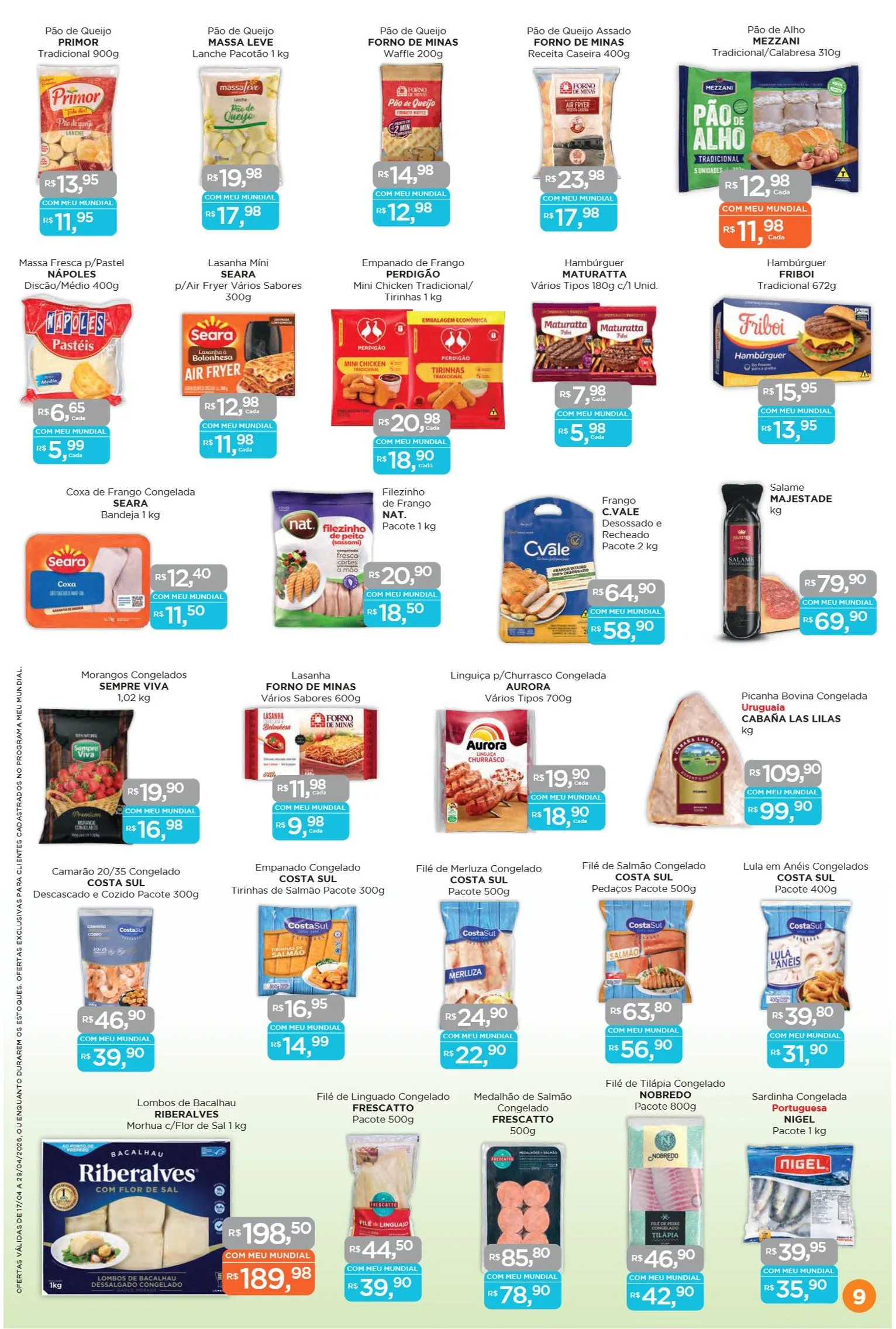 Encarte de Folhetos Supermercados Mundial 17 de abril até 29 de abril 2026 - Pagina 9