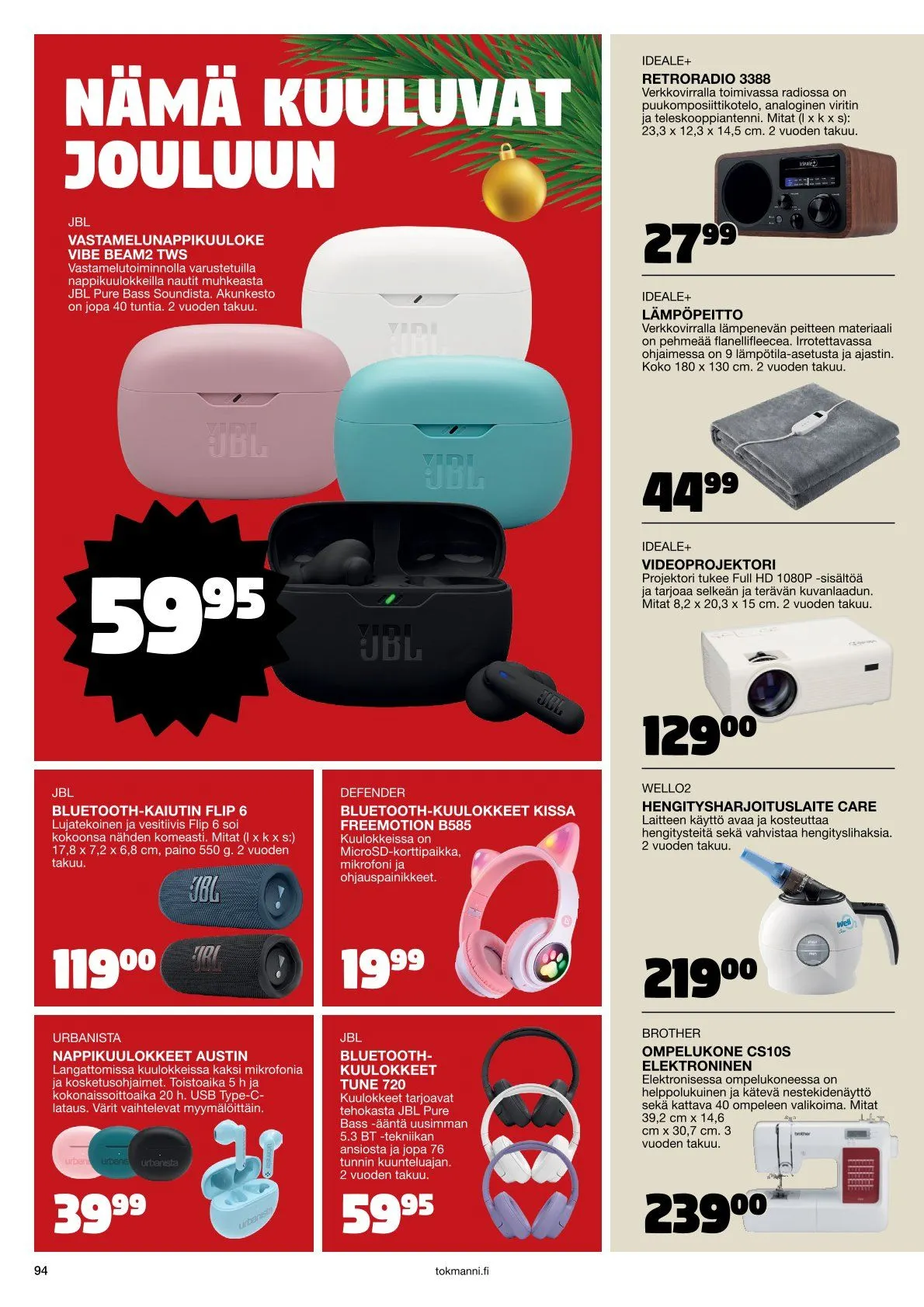  Tokmanni Tarjoukset voimassa alkaen 28. marraskuuta - 24. joulukuuta 2025 - Tarjouslehti sivu 94
