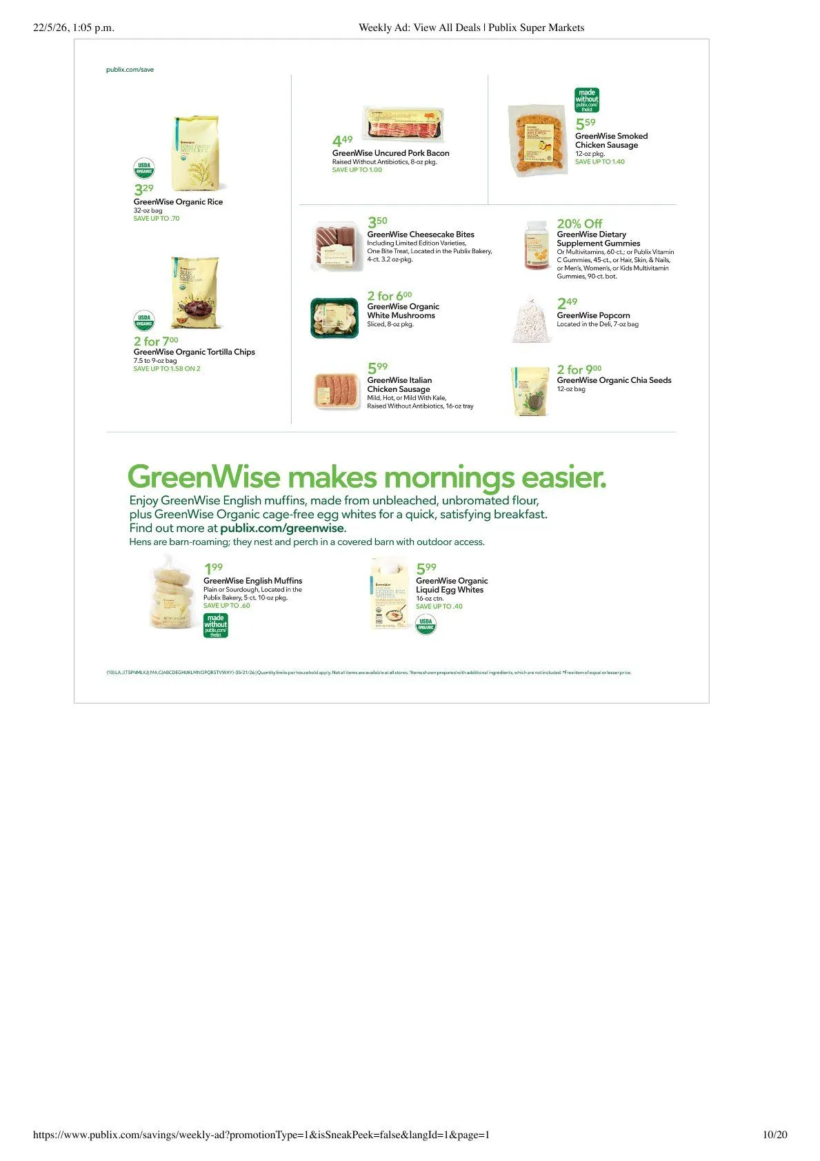 Weekly promotion Publix Sales spanning from May 20 to May 26 2026 - Page 10 for Catalogue 365