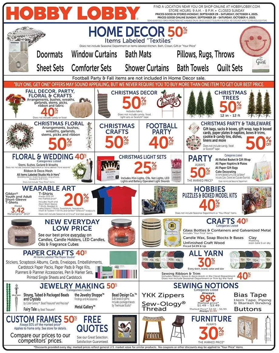 Weekly ad Hobby Lobby Sales from September 29 to October 4 2025 - Page 1