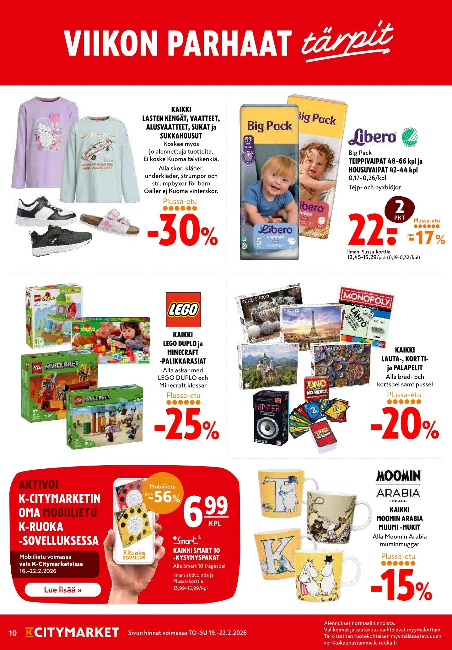 Kaupan K-Citymarket uusimmat tarjoukset voimassa alkaen 19. helmikuuta - 22. helmikuuta 2026 - Tarjouslehti sivu 10