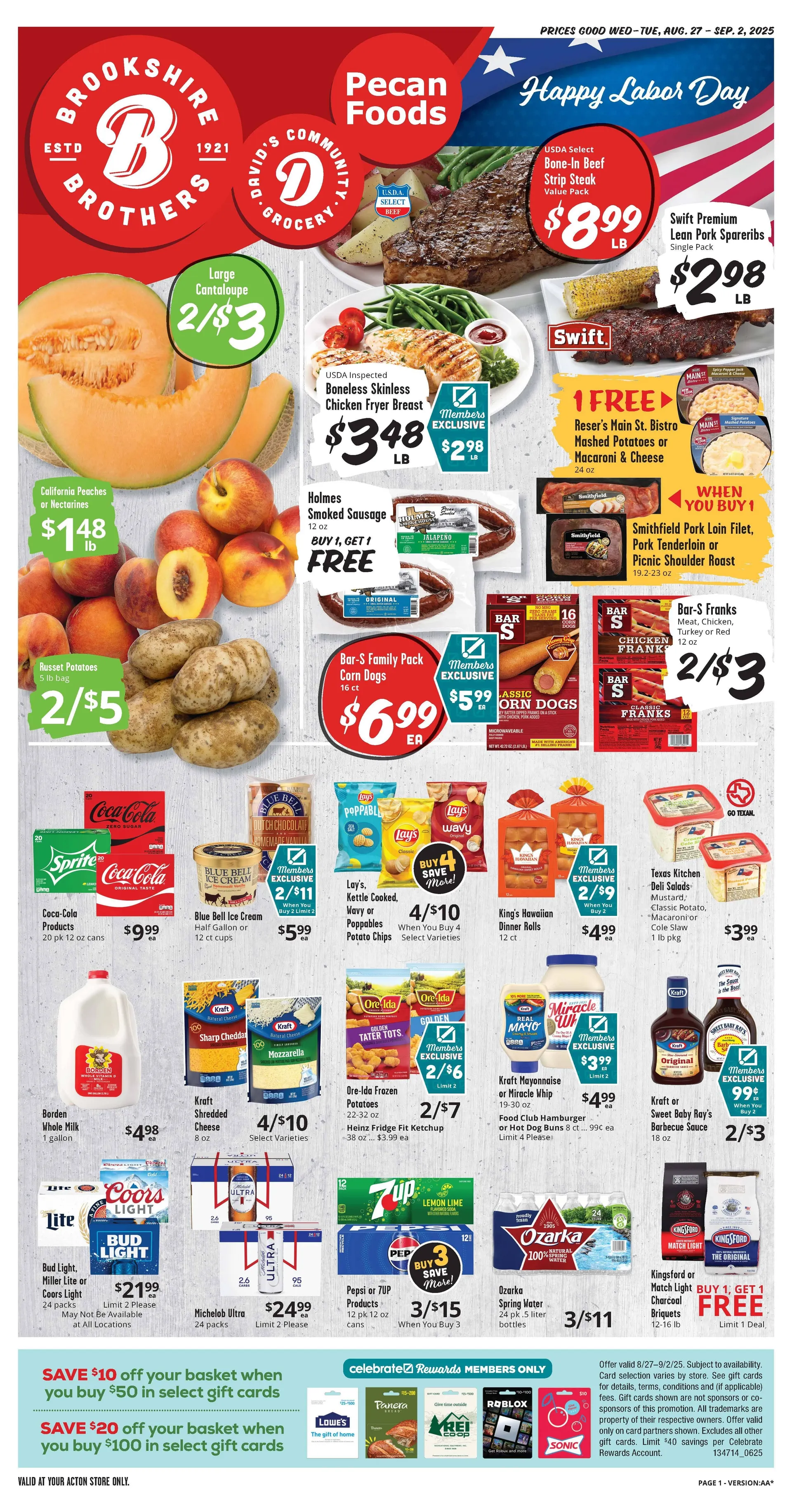 Weekly ad Brookshire Brothers Sales from August 27 to September 2 2025 - Page 1