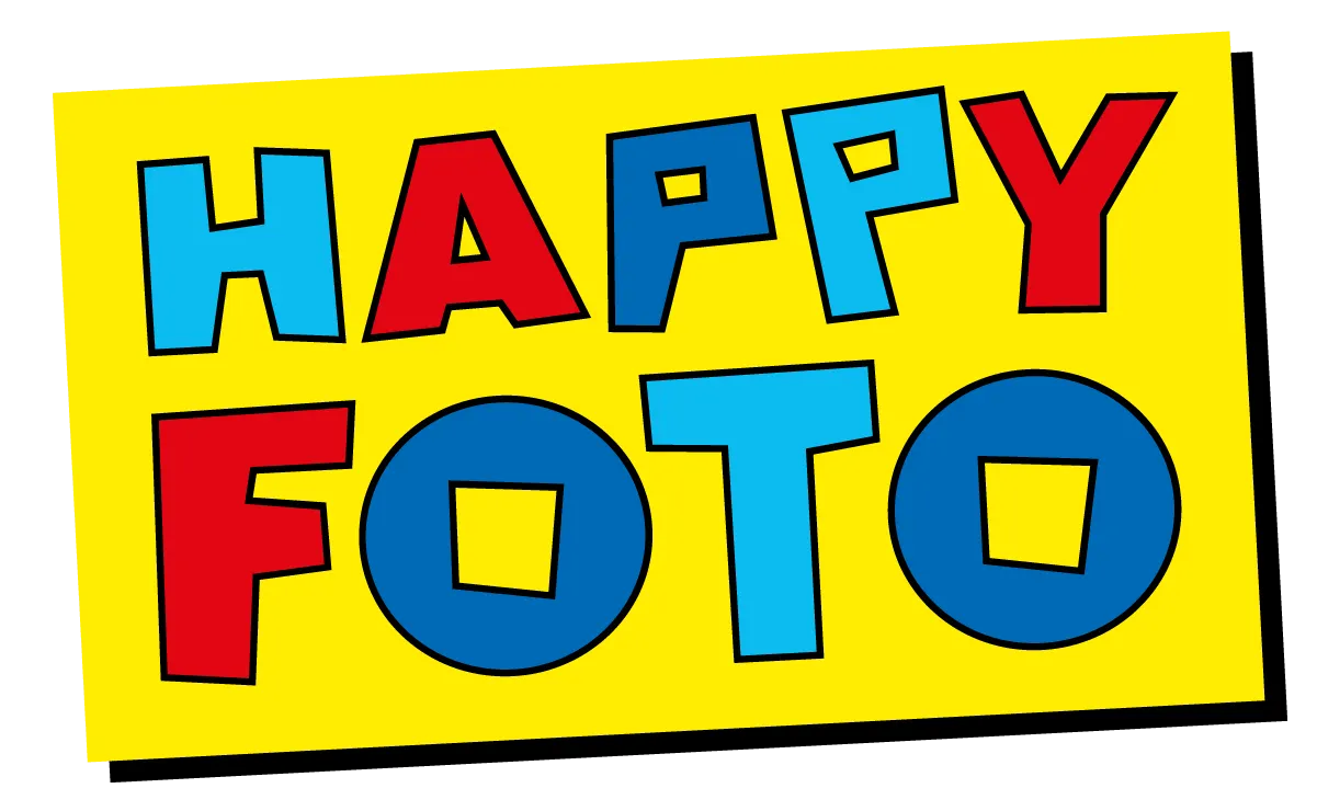 HappyFoto logo die aktuell Flugblatt