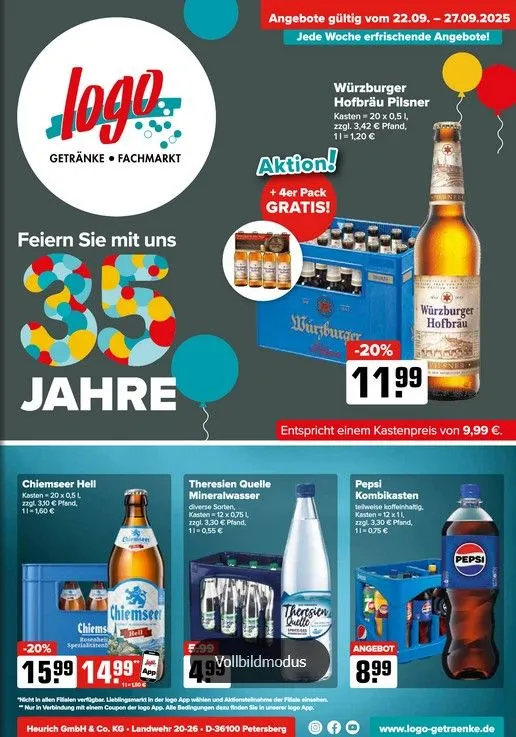 Logo Getränkemarkt Prospekte von 22. September bis 27. September 2025 - Prospekt seite 1