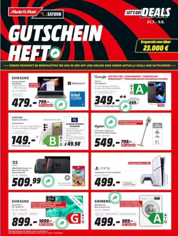 Saturn Prospekte von 21. Juli bis 9. August 2025 - Prospekt seite