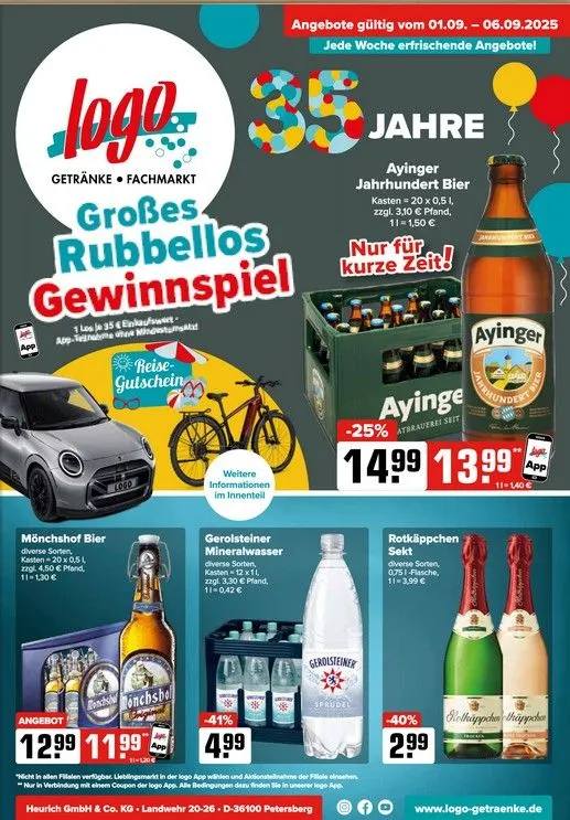 Logo Getränkemarkt Prospekte  von 1. September bis 6. September 2025 - Prospekt seite 1