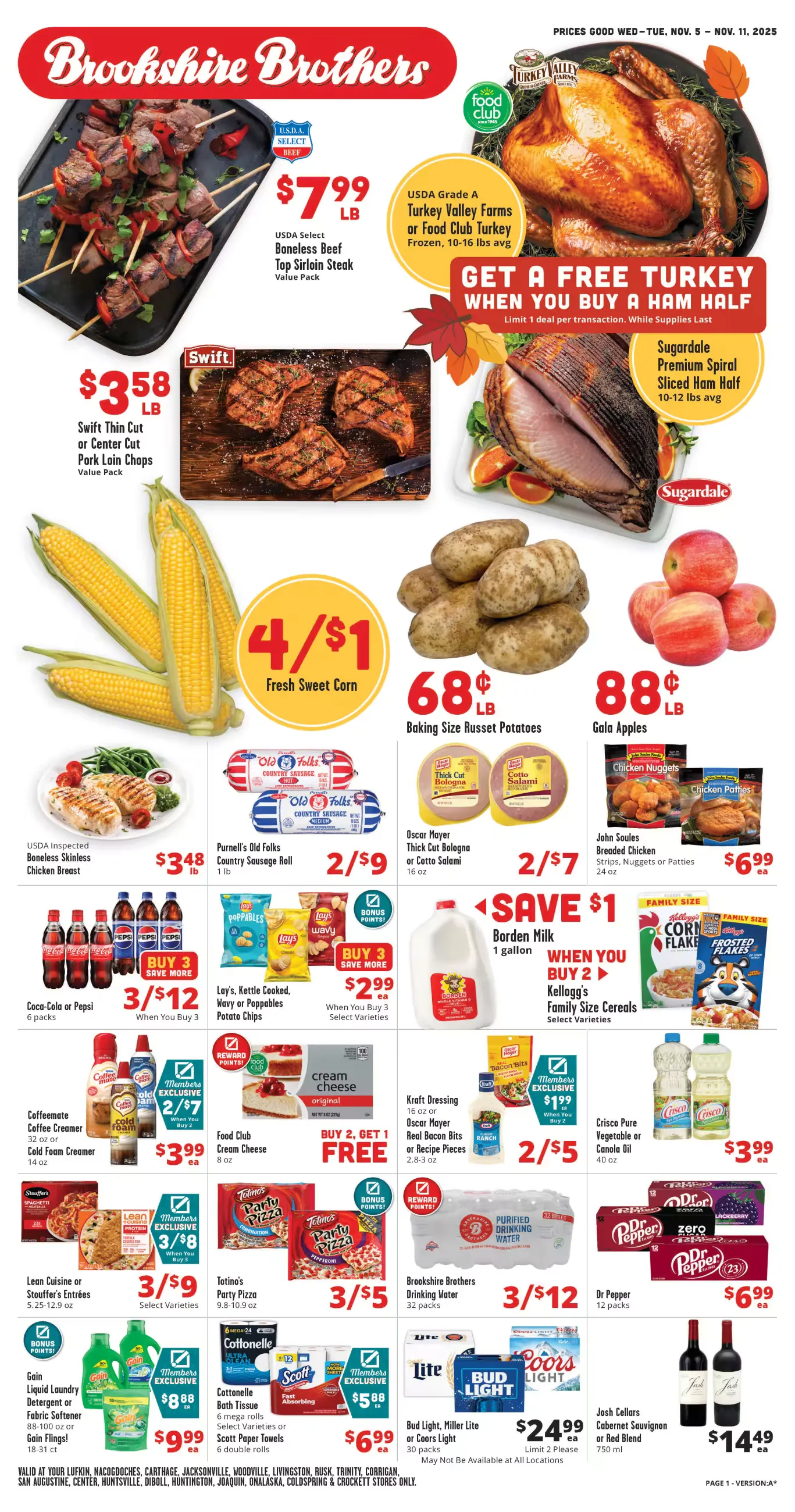 Weekly ad Brookshire Brothers Sales from November 5 to November 11 2025 - Page 1