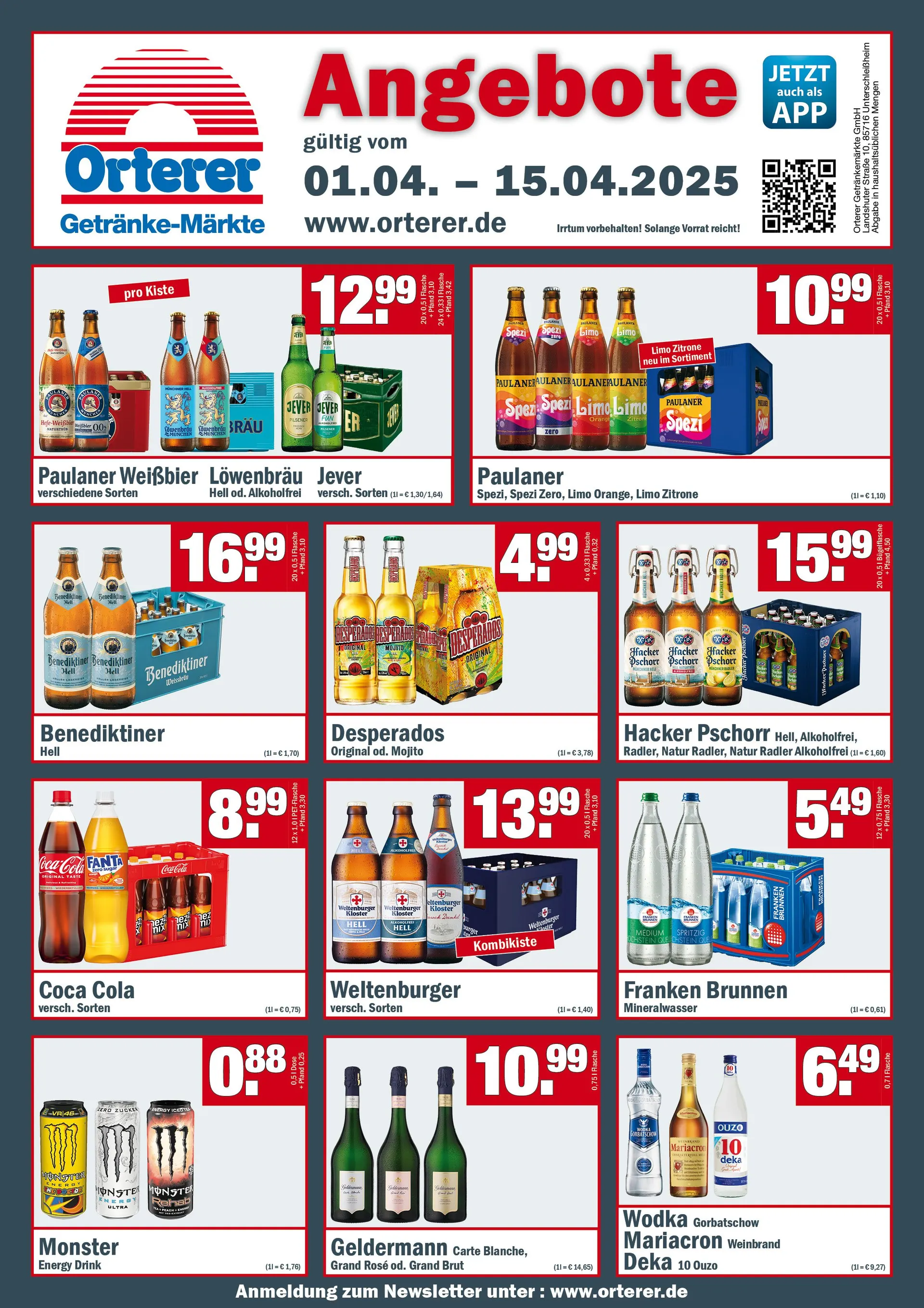Orterer Getränkemarkt Angebote von 1. April bis 15. April 2025 - Prospekt seite