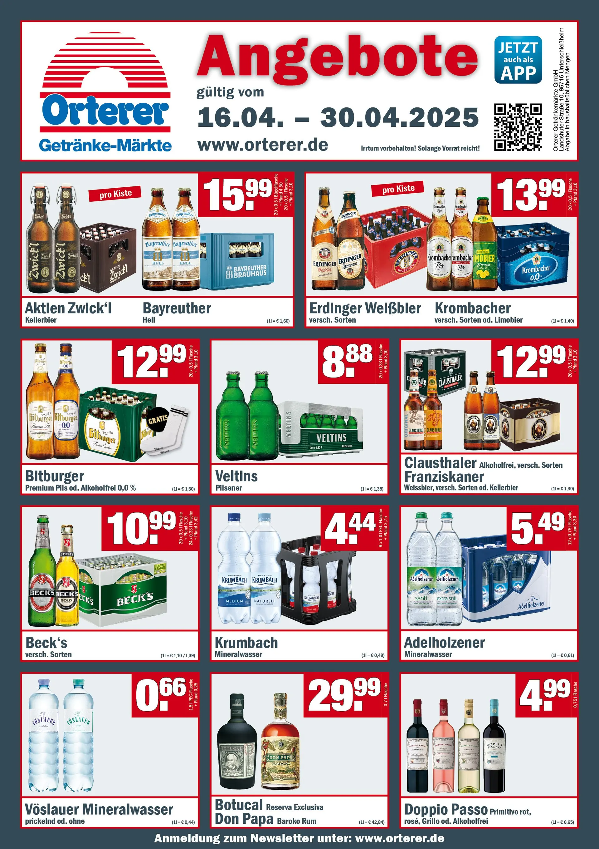 Orterer Getränkemarkt Prospekt von 17. April bis 30. April 2025 - Prospekt seite