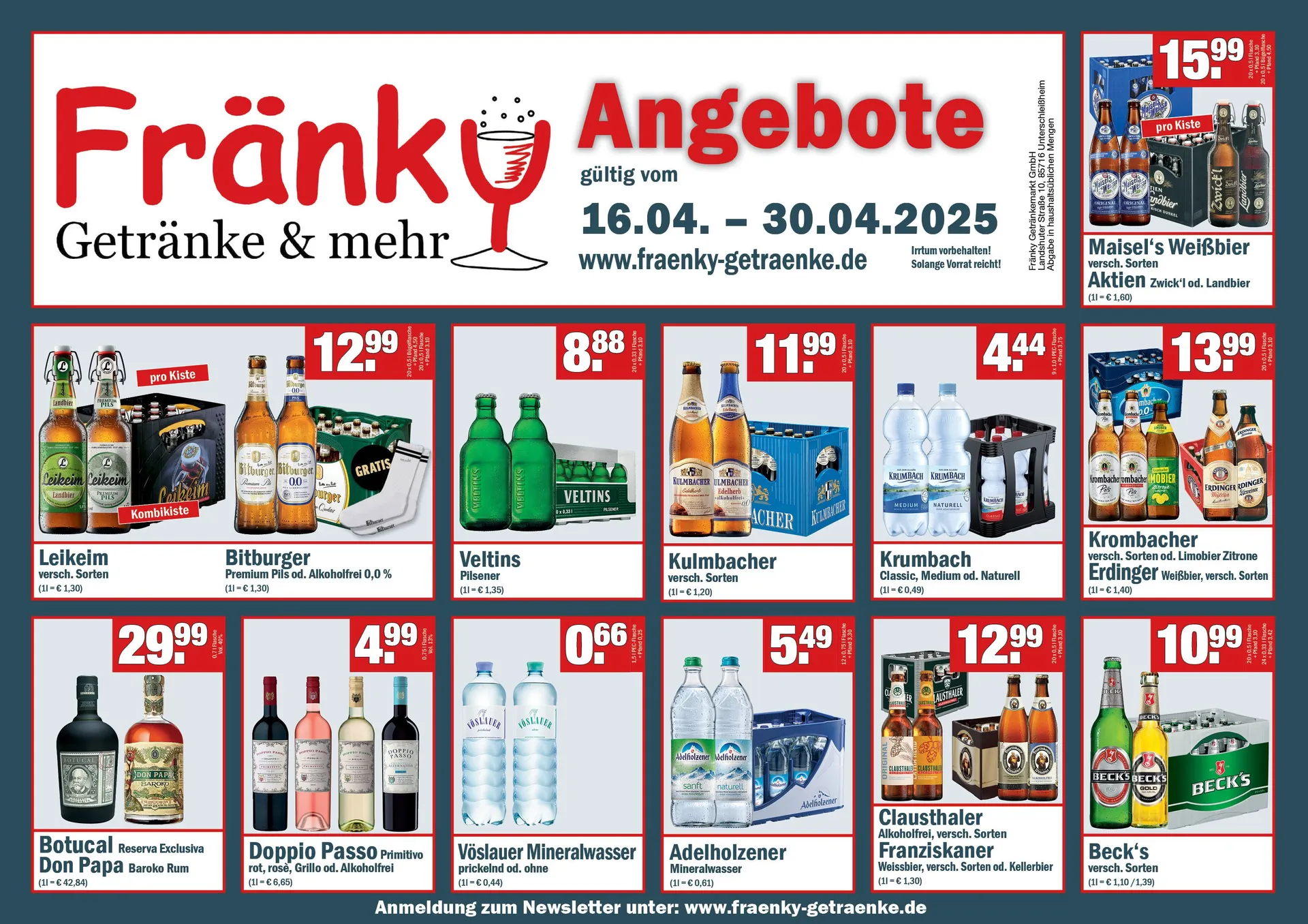 Fränky Getränke Prospekt von 16. April bis 30. April 2025 - Prospekt seite