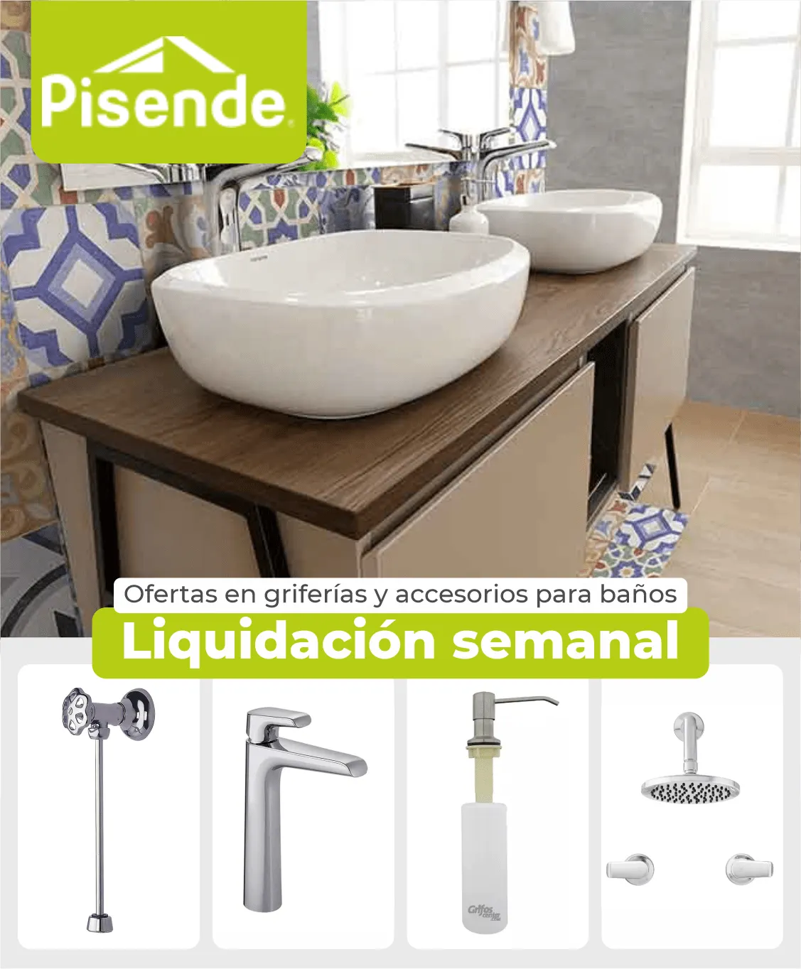 Catalogo de Bodegas Pisende ofertas griferías baños 18 de agosto al 23 de agosto 2024 - Pag