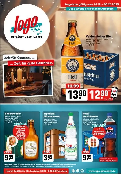 Logo Getränkemarkt Angebote von 1. Dezember bis 6. Dezember 2025 - Prospekt seite 1