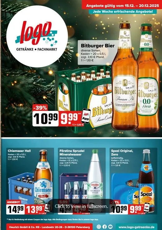 Logo Getränkemarkt Angebote von 15. Dezember bis 20. Dezember 2025 - Prospekt seite 1