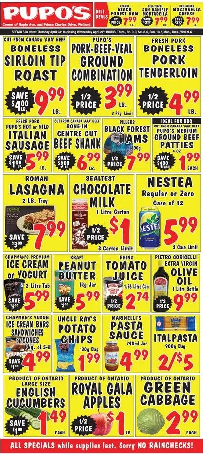 Pupo's Food Market Sales from April 23 to April 29 2026 - flyer page 1