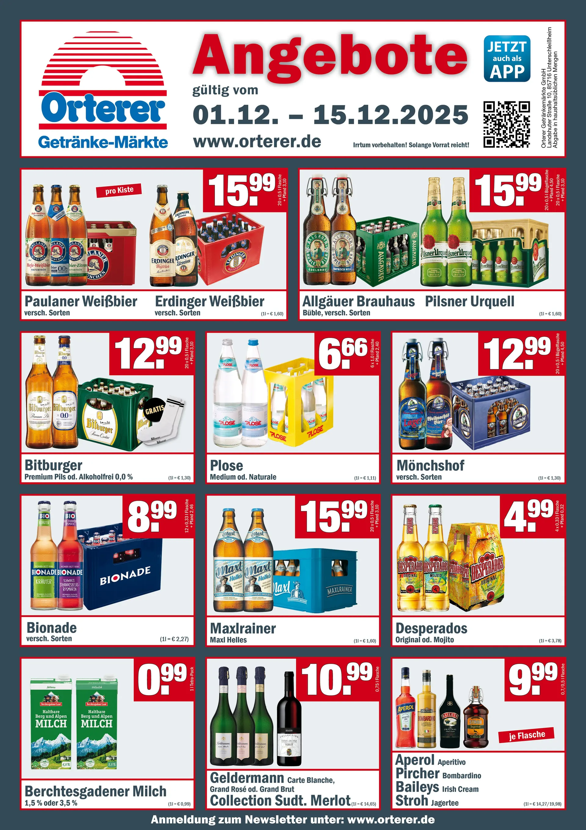 Orterer Getränkemarkt Angebote von 1. Dezember bis 15. Dezember 2025 - Prospekt seite 1