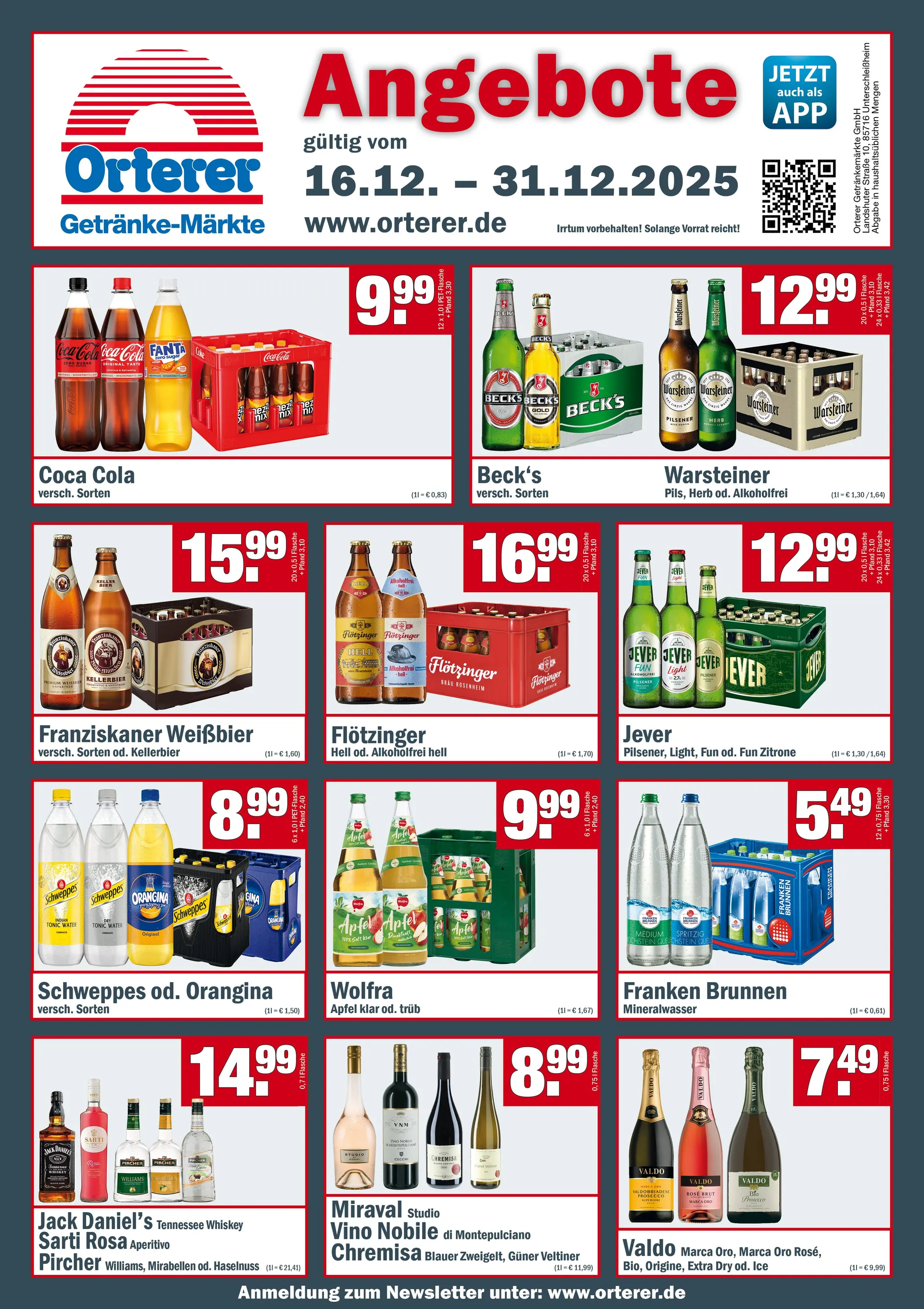 Orterer Getränkemarkt Angebote von 16. Dezember bis 31. Dezember 2025 - Prospekt seite