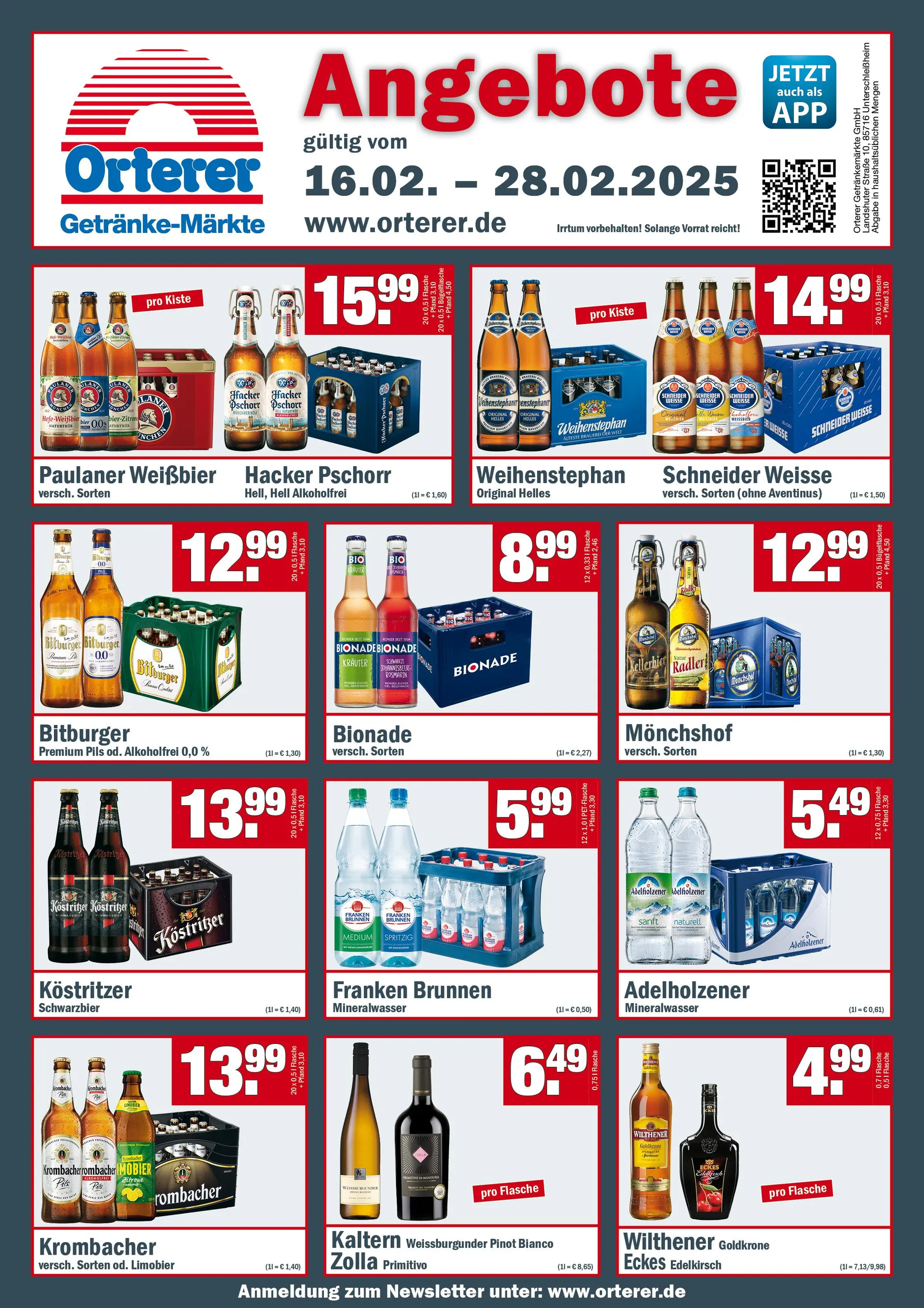 Orterer Getränkemarkt Angebote von 16. Februar bis 28. Februar 2025 - Prospekt seite 