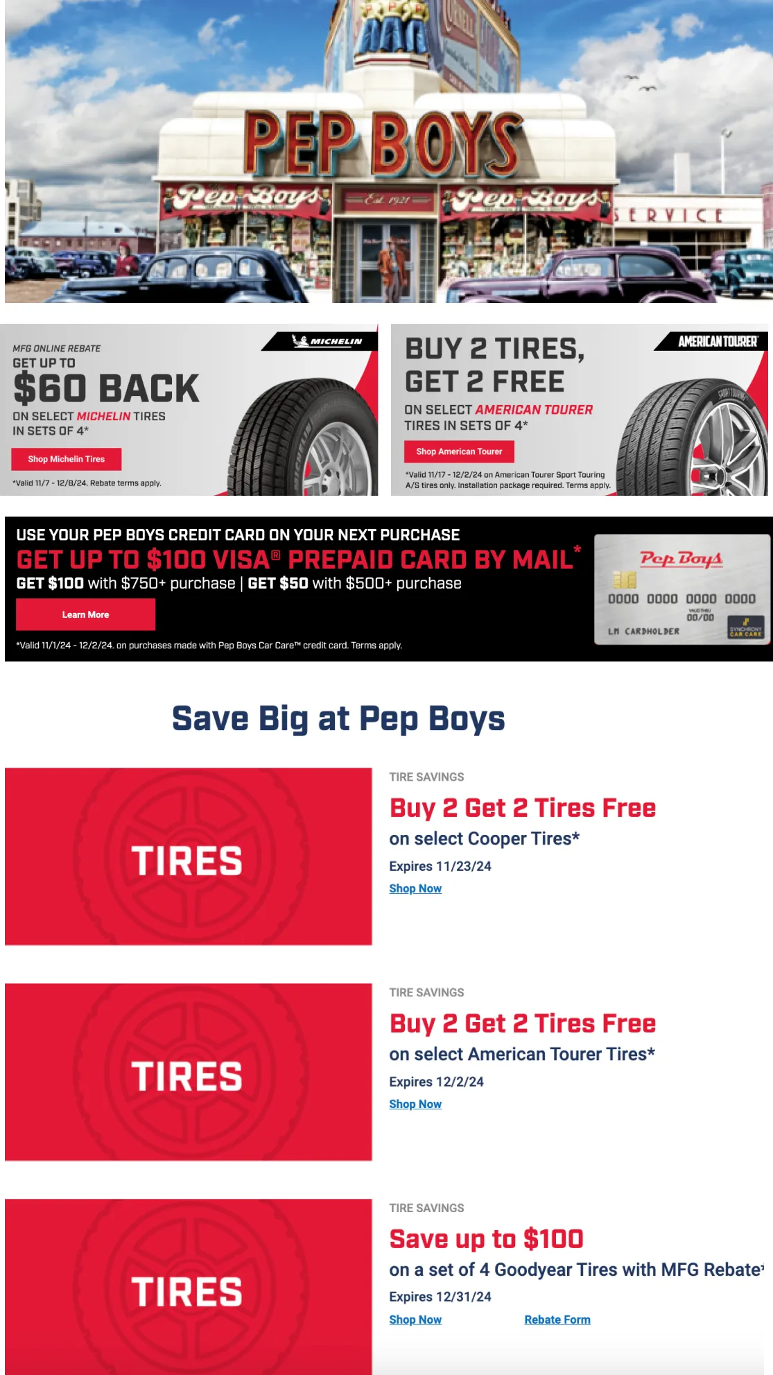Pep Boys Weekly Deals - November 17 December 31 2024