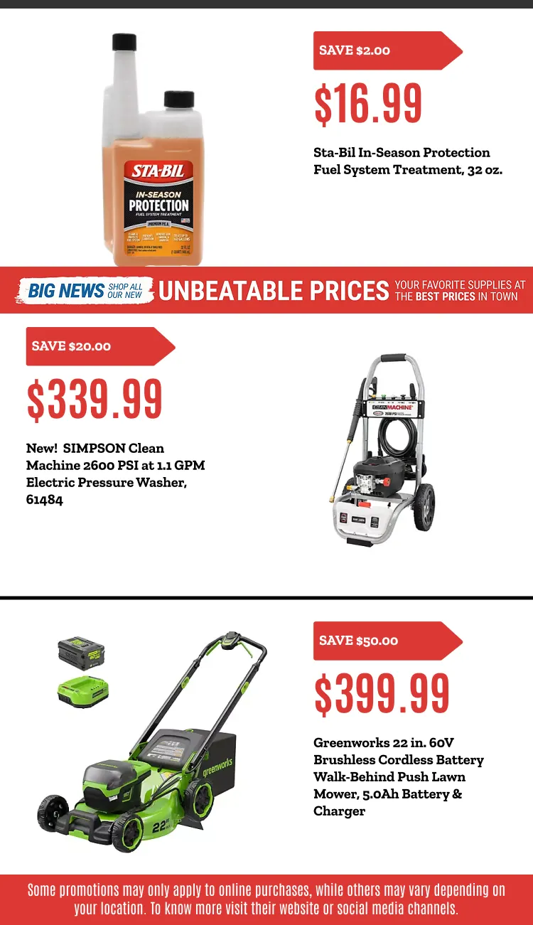 Weekly promotion Outdoor Power Equipment Sale spanning from May 28 to June 11 2026 - Page 7 for Catalogue 365