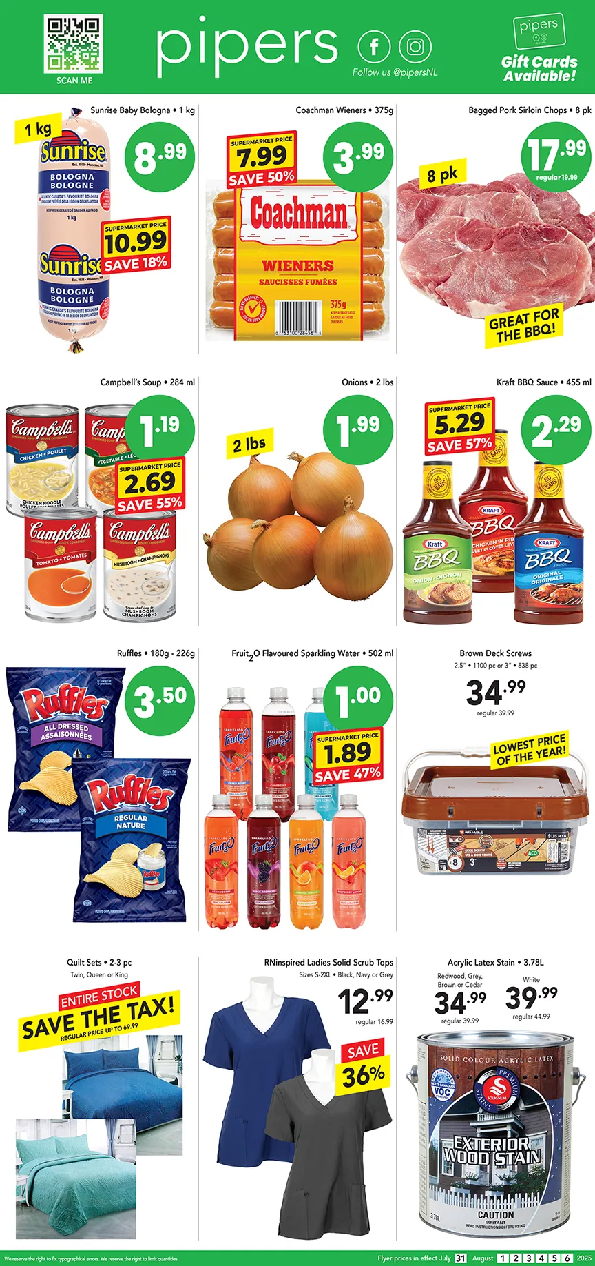 Pipers Sales from July 31 to August 6 2025 - flyer page 1