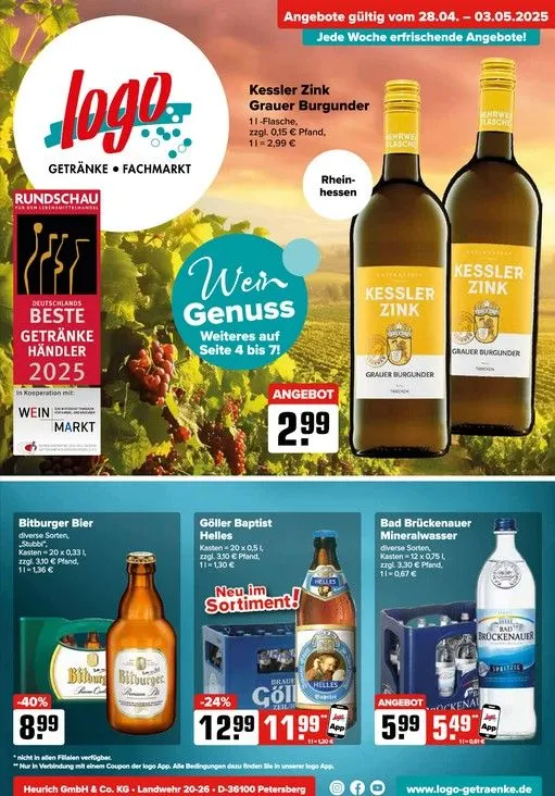 Logo Getränkemarkt Angebote von 28. April bis 3. Mai 2025 - Prospekt seite 1